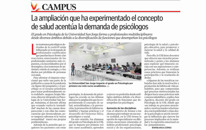 Recorte de periódico de noticia del Heraldo de Aragón